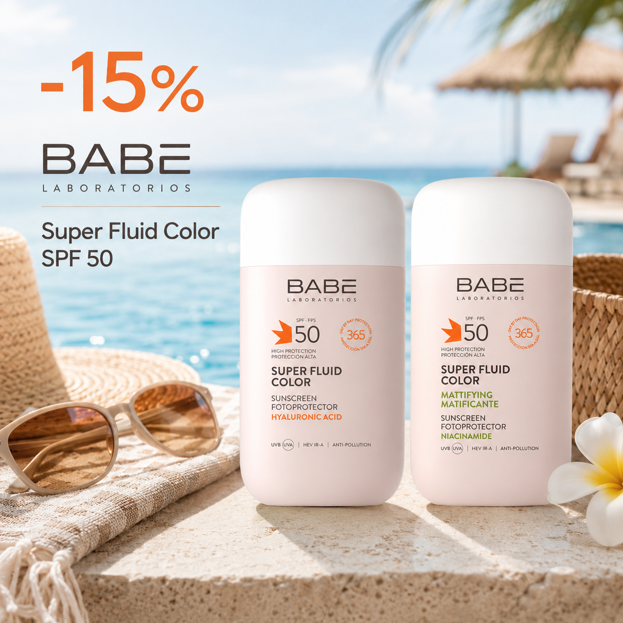 ЗНИЖКА 15% на сонцезахисні BB-флюїди BABE SPF 50